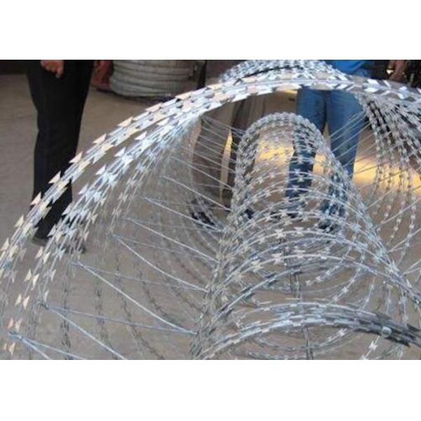 Quality Low Carbon Steel Galvanized Spiral Razor Wire Barbed Wire Single Screw for sale