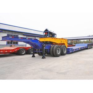 Buy cheap 60/80ton Heavy Duty Lowbed Semi Trailer with Gooseneck and 3/4 Axles High Load Capacity from wholesalers