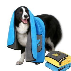 Buy cheap super absorbent Fiber Thicken Winter Dog Bathrobe Towel With Pockets For Big Dogs Quick Dry from wholesalers