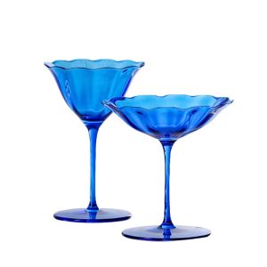 Buy cheap 230ml Sapphire Blue Crystal Wine Glasses (Set of 7) Lead-Free Retro Goblets for Weddings from wholesalers