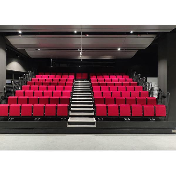 Quality Indoor Cultural Center Retractable Bleachers With Soft Folding Chair Seating for sale