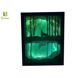 Drawing Backlit Paper Cut Box LED system Polystyrene Deep Woods Deer