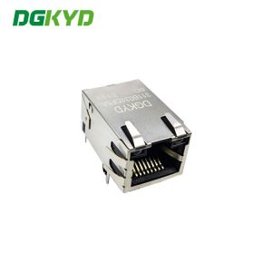 Buy cheap PA66 Shielded 6U ethernet rj45 connector 25.8mm Network Socket RJ45 With Transformer from wholesalers
