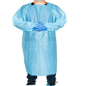 The-Head & Open-Back Poly Coated Protective Gown Disposable CPE Isolation Gown