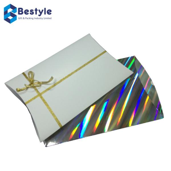 Quality Pillow Shape Hair Extension Packaging Box With Gold Ribbon for sale
