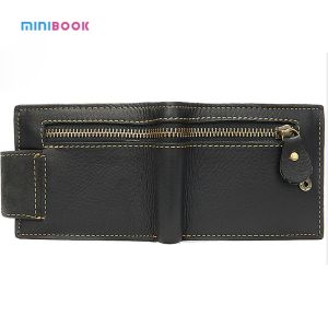 Customize Logo Design Short Men's Wallet in Genuine Leather with Zipper Closure