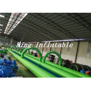 100m Long Double Lane Inflatable Slip N Slide Green Blue With Logo Printing