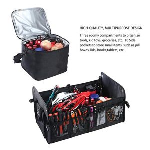 Expandable Automobile Trunk Organizer And Cooler Set Adjustable Compartments