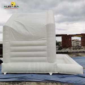 Customized 4x4m White Inflatable Wedding Bouncy Castle With Ball Pit For Kids