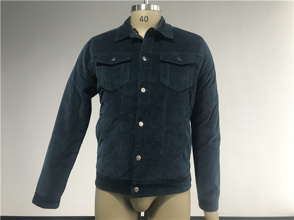 Buy cheap Navy Harrington Corduroy Coat , Mens Medium Trench Coat With Black Sherpa Lining from wholesalers