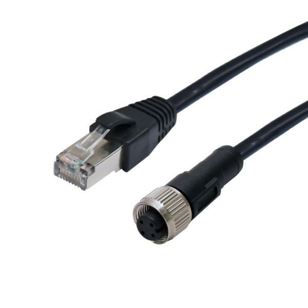 Quality 1.5A Industrial Ethernet Connector RJ45 Cable To M12 Molding Female A Coding Connector for sale