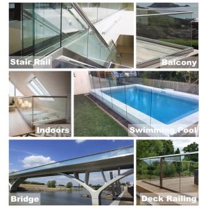 U Channel Frameless Aluminum Glass Fence Glass Deck Railing Gate
