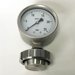 Buy cheap SUS 304 Diaphragm Seal Pressure Gauge DN40 100mm Dial 25 Bar Pressure Gauge from wholesalers