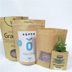 Buy cheap Brown Custom Paper Bags Clear Front Windows Eco Friendly For Packing Dried Snack Food from wholesalers