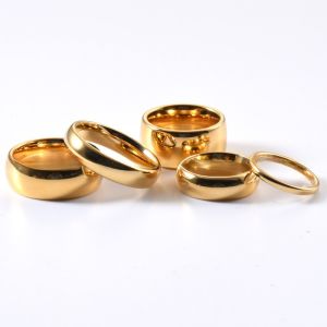 Buy cheap Geometric Tungsten Carbide Ring 18k Gold Plated Domed Polished Finish Wedding Band Plating Other Shape Pattern 2mm 4mm from wholesalers