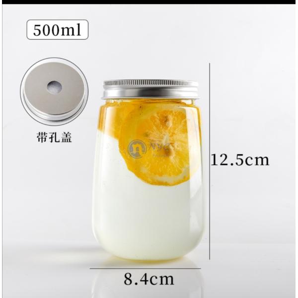 Quality 16oz Clear Wide Mouth 0.5l Plastic Beverage Jar for sale