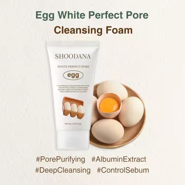 Private Label Pure Egg White Hyaluronic Acid Pore Cleansing Cream Egg Yolk Albumin Facial Cream Cleanser Dry Normal Oily