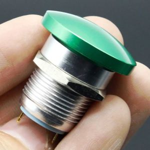 Buy cheap 16mm metal mushroom head start self-reset button switch often open green screw foot current 5A from wholesalers