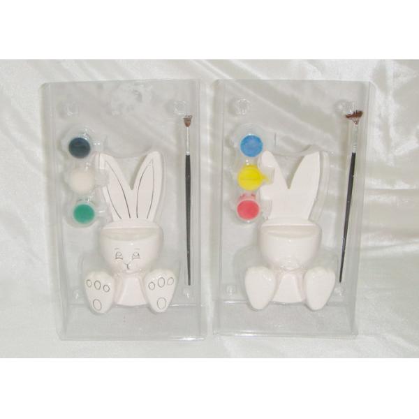 Quality DIY Pattern Ceramic Houseware Ceramic Rabbit With Painting / Brush Pen for sale