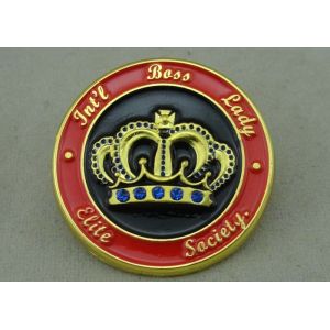 China Rhinestone Zinc Alloy Pin Badge With Gold Plating 2.0 mm Thickness on sale