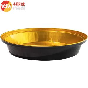 Buy cheap 230ml Black And Gold Heat Seal Foil Pans​ Disposable Round Pan With Lid from wholesalers