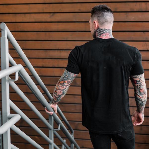 Custom Printed Long Men Plus Size Cotton Gym Sport Tee T Shirt