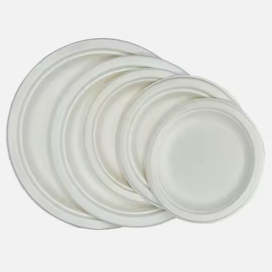 7 Inch Pulp Round Biodegradable Disposable Dishes Plates Freezer Safe