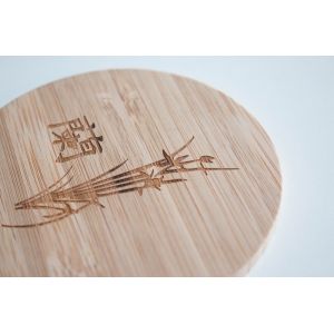 Buy cheap Round Laser Logo Table Bamboo Drink Coasters  Funny Housewarming Gift from wholesalers