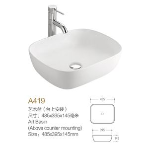 Buy cheap 500mm 600mm Rectangular Countertop Basin With Overflow from wholesalers