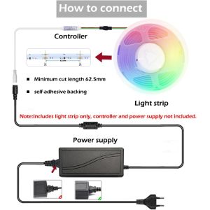 10ft RGBW Smart IC DC24V IP20 Flexible COB LED Decoration Strip Lights For Home