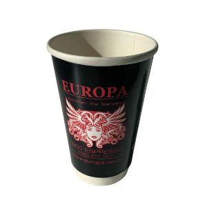 Buy cheap 16 Oz Compostable Custom Double Wall Cups Insulated Black Aqueous Based product