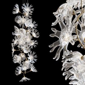 Customized Handcrafted Delicate Transparent Glass Pendant Lights with Flower