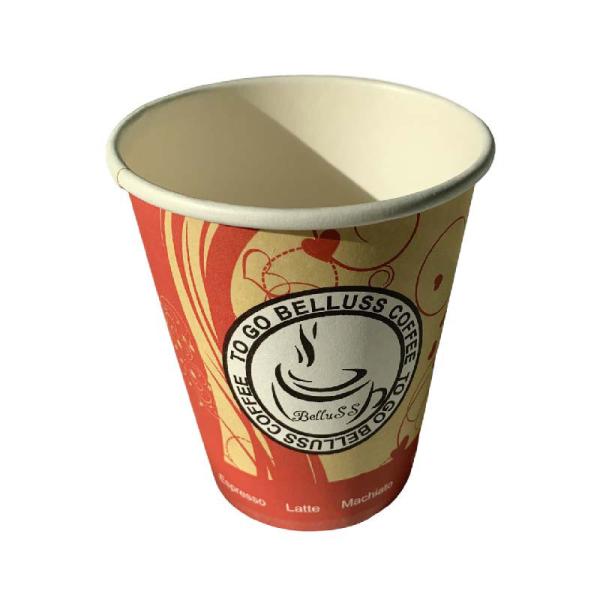 7 Oz PE Coating Takeaway Coffee Cups Classic Design Single Wall Offset Printing