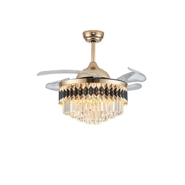 52 DC Folding Ceiling Fan With Light Chandelier With Hidden Fan