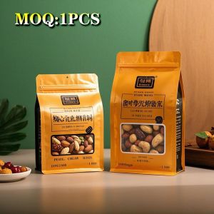 Buy cheap Custom 2.5kg Eight Side Sealed Nut Food Packing Zipper Pouch Aluminum Plated Flat Bottom Zipper Bag For Snack Food Packing from wholesalers