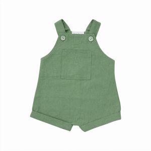 Buy cheap Linen And Cotton Fabric Newborn White Jumpsuit With Buttons from wholesalers