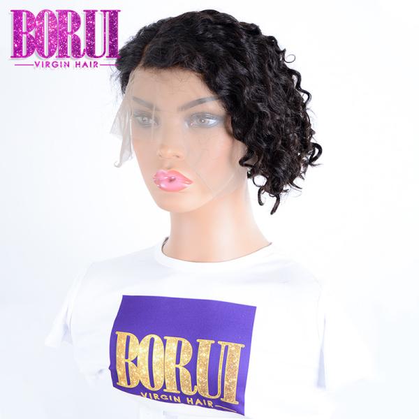 Quality Customized Pixie Deep Wave Lace Frontal Wig , 13x4 Short Curly Lace Front Wigs for sale
