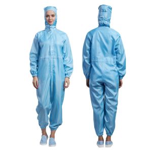 China Custom Size ESD Coverall with Surface Resistance 10e6-10e9 Ohm for Class 100/Class 1000 Cleanroom Suit on sale