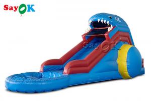 China Inflatable Shark Slide ODM Blue Shark Inflatable Water Slide With Swimming Pool on sale