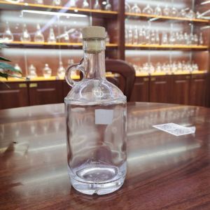 Glass Products 750ml Bottle With Cork For Liquor Vodka Clear Glass Collar