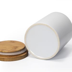 Buy cheap Blanks White Ceramic Candle Jar With Bamboo Lid 300ml Capacity from wholesalers