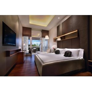 Buy cheap Hotel Room Furniture Fabric Upholstered Wall Panel for Bed Headboard with Hanger cabinets and Combined Working desk from wholesalers