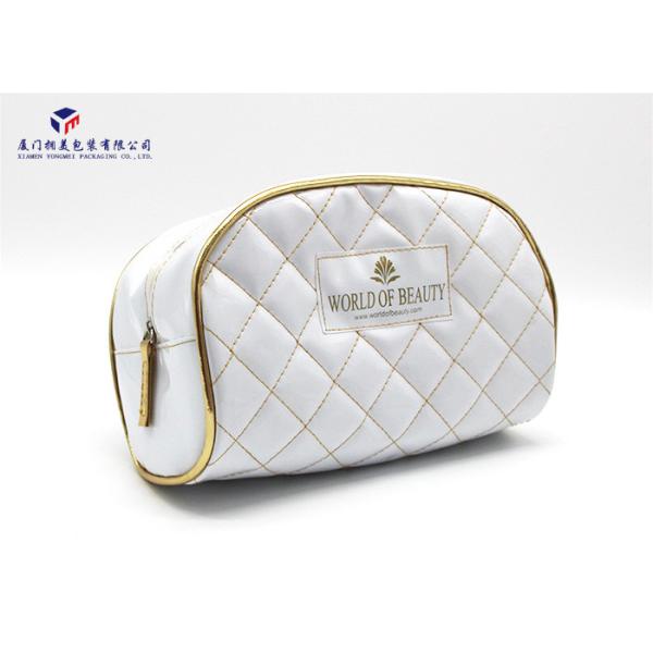 Buy cheap Elegant Patterns Leather Cosmetic Bag Rectangle With Round Corner White Color from wholesalers