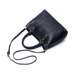 Buy cheap Black First Layer Cowhide Leather Tote Handbags ODM Zipper from wholesalers