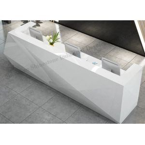 Flame Retardancy Solid Surface Reception Desk White L Shaped Reception Desk