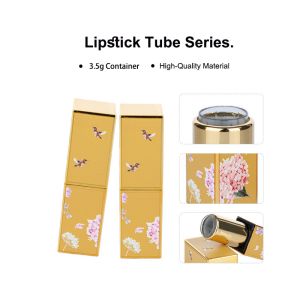 3.5g Gold Chinese Style Plastic Lip Balm Blue Container Customized