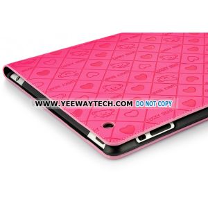 Lucky Bear Folio Stand Leather Case For iPad 2 - Magenta