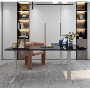 Commercial Wood Panel Electric Standing Desk with L Shape Design and Adjustable