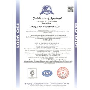 AN PING XI RUN METAL MESH CO.,LTD Certifications