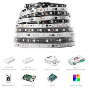 Buy cheap WS2811 IC=RGB IC Addressable Dream Color LED Strip 60LEDs/m IP65 Splash Proof Black PCB Flexible DC12V Chasing Effect from wholesalers